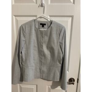 Ann Taylor New Gray Plaid Lined Hidden Button Front Blazer Suit Jacket Size 10
